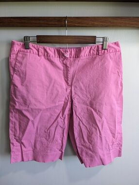 🌸 Women's Pendleton Pink Bermuda Shorts Size 12 | Zipper Fly Double Clip Preppy